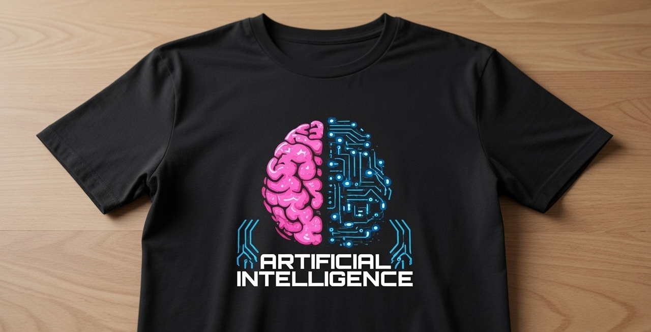 Artificial Intelligence T-Shirt | Pink Blue Brain Circuit AI Tee