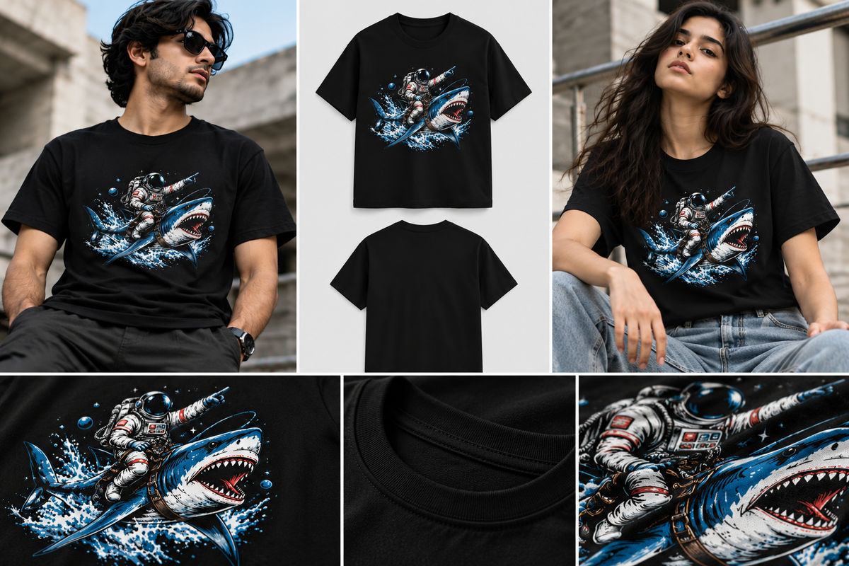 Astronaut Shark T-Shirt | Funny Sci-Fi Tee – Ghoulnest