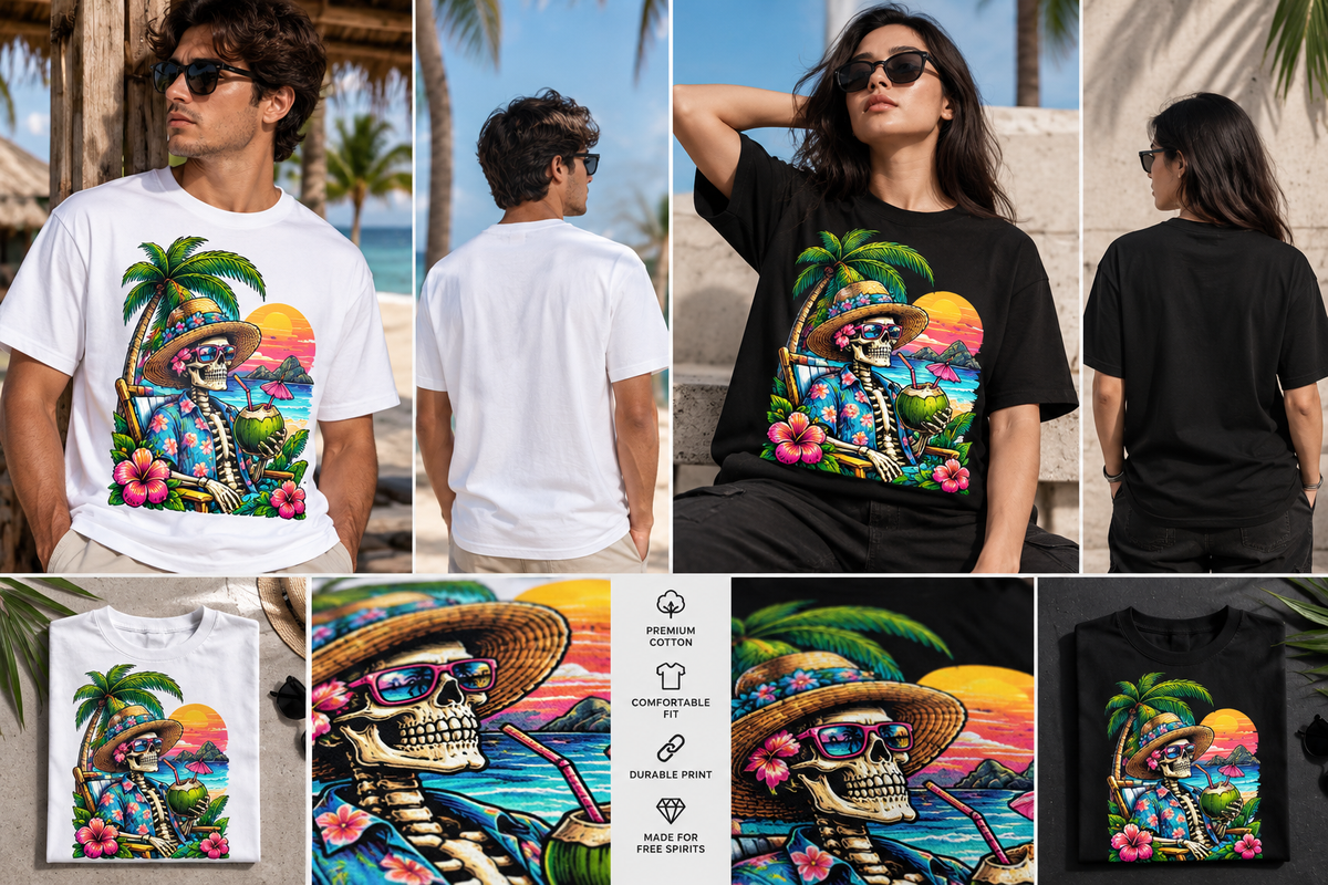 Tropical Skeleton Vacation T-Shirt | Ghoulnest