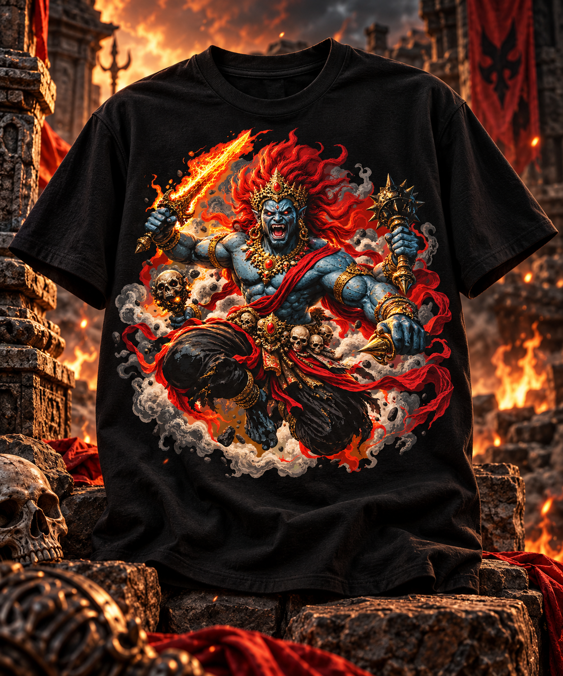 Flamebound Demon Warrior T-Shirt