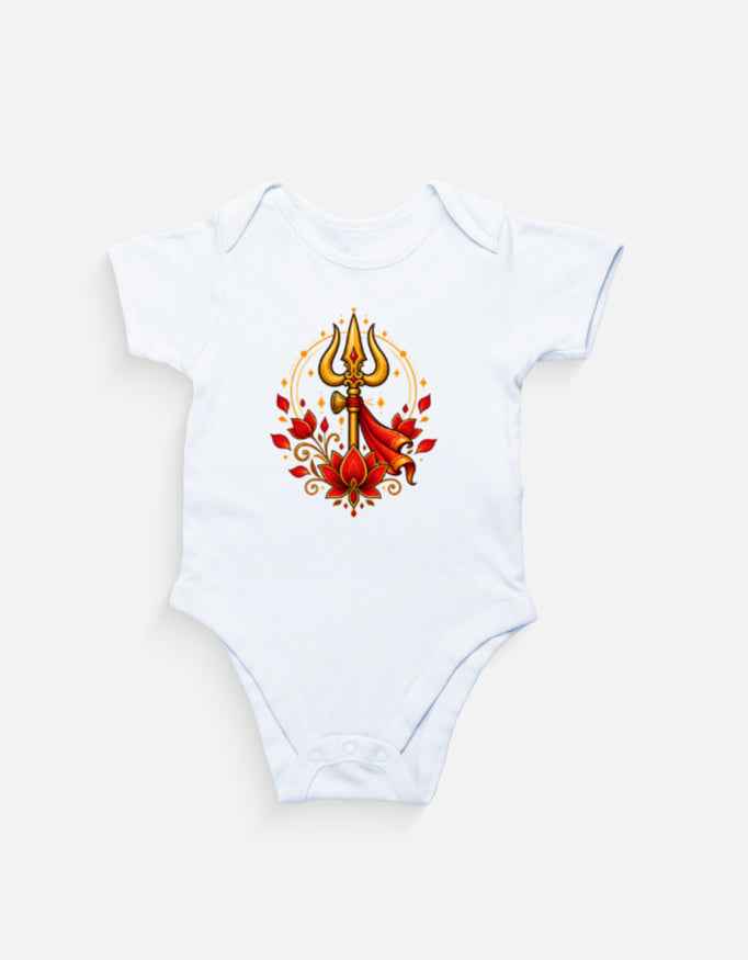 Trishul & Dandiya Baby Romper – Festive Indian Baby Bodysuit