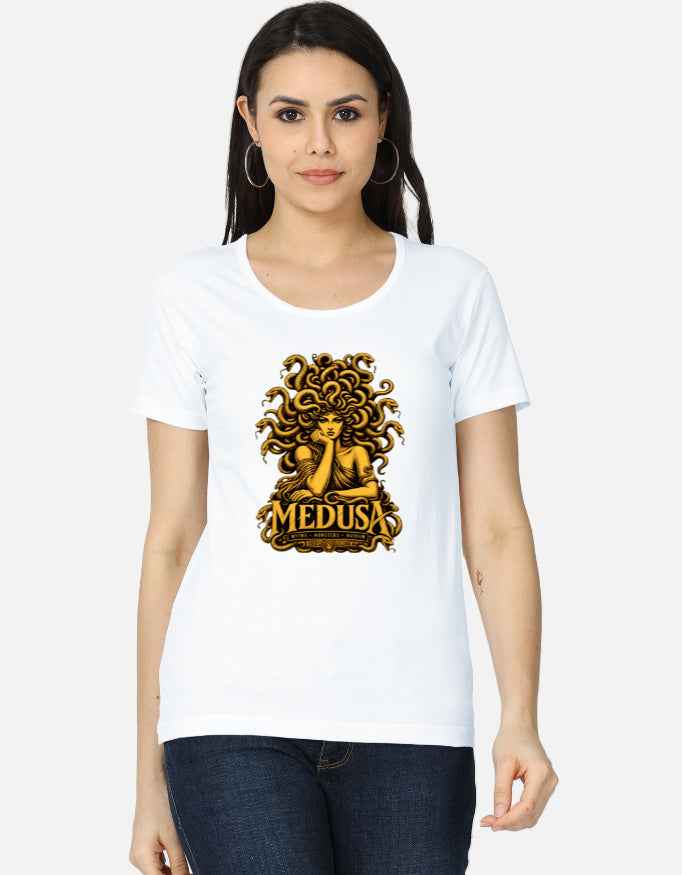 Women's Medusa Graphic T-Shirt – Gold Mythology Tee