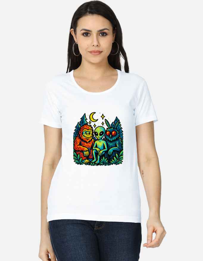 Cryptid Friends Graphic T-Shirt for Women