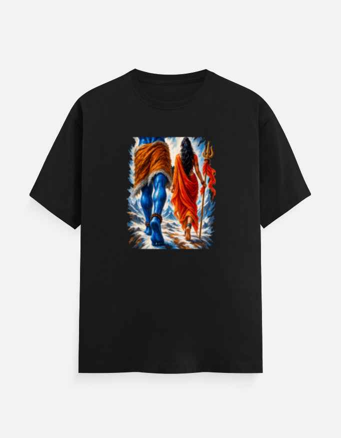 Shiva & Parvati Walking T-Shirt | Himalayan Journey Graphic Tee