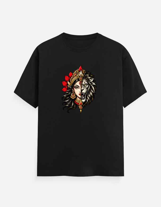 Durga & Lion T-Shirt | Maa Durga Graphic Unisex Tee