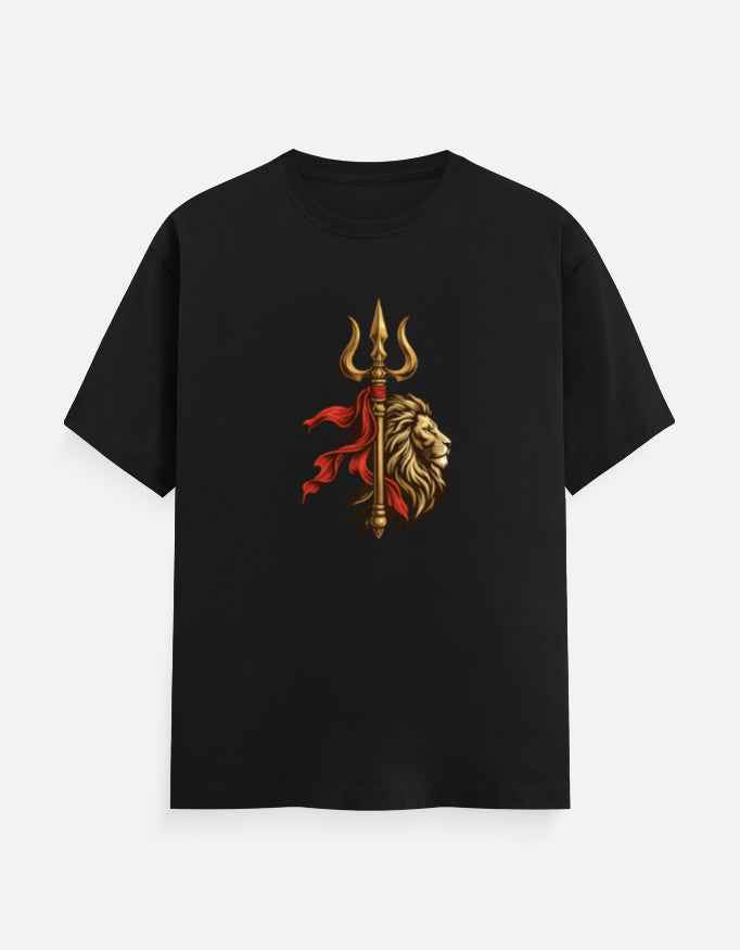 Trishul & Lion T-Shirt | Mahadev Inspired Graphic Tee