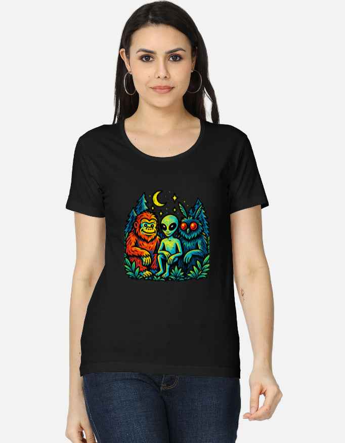 Cryptid Friends Graphic T-Shirt for Women