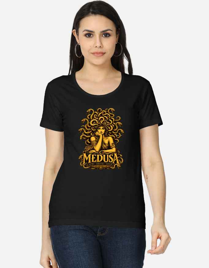 Women's Medusa Graphic T-Shirt – Gold Mythology Tee