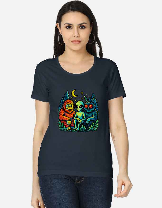Cryptid Friends Graphic T-Shirt for Women