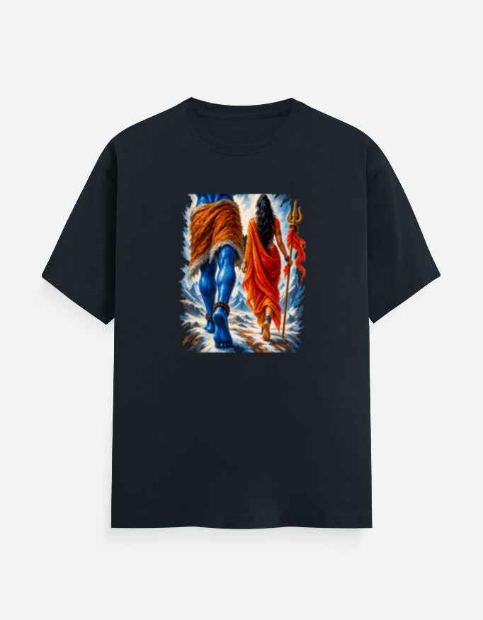 Shiva & Parvati Walking T-Shirt | Himalayan Journey Graphic Tee
