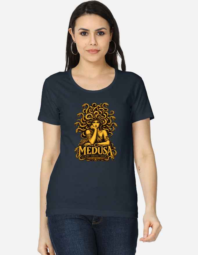 Women's Medusa Graphic T-Shirt – Gold Mythology Tee