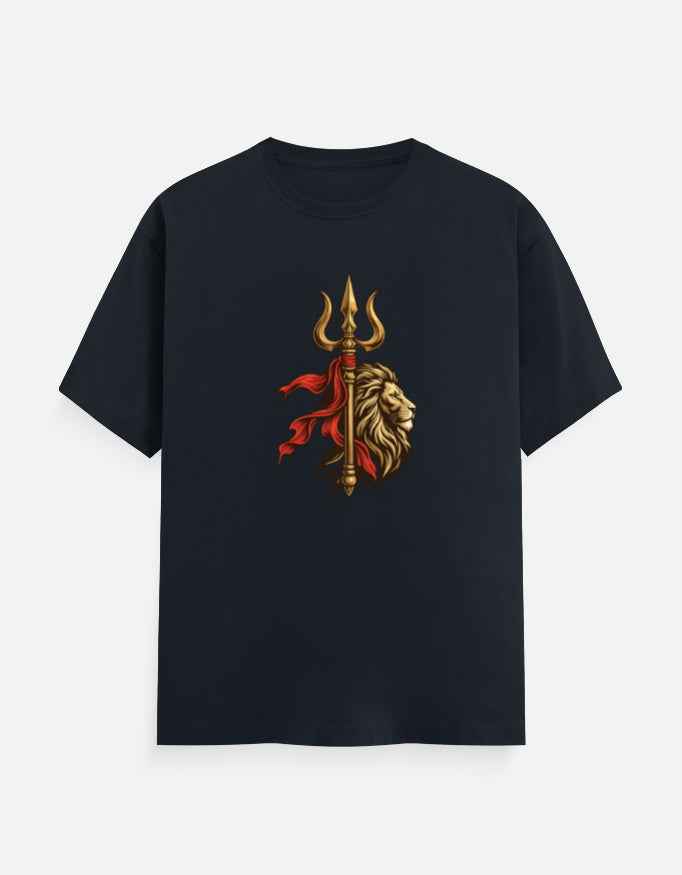 Trishul & Lion T-Shirt | Mahadev Inspired Graphic Tee
