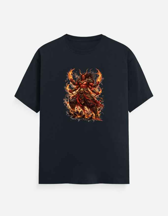 Asura Flame T-Shirt | Fiery Demon Warrior Graphic Tee