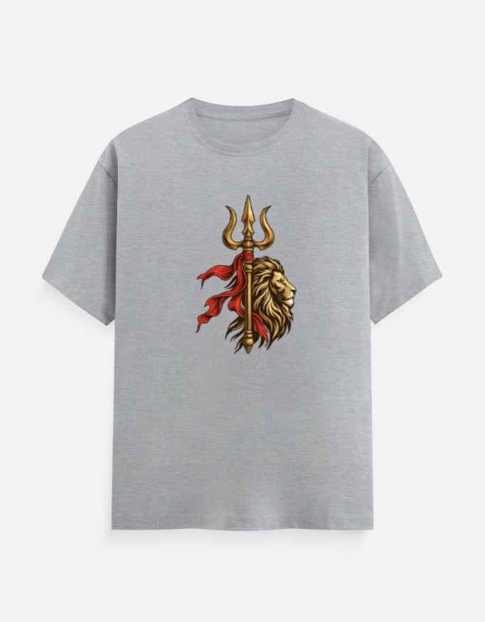 Trishul & Lion T-Shirt | Mahadev Inspired Graphic Tee