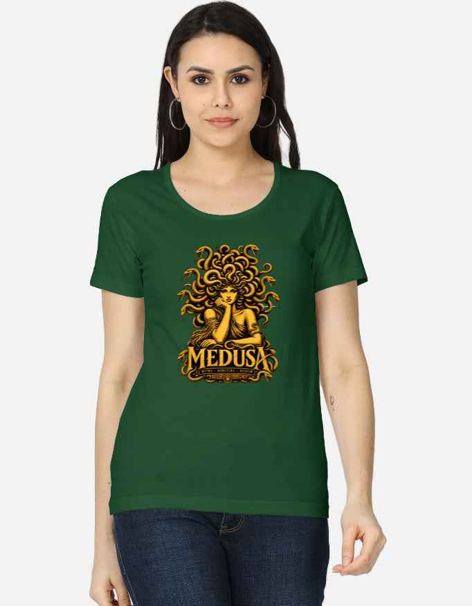 Women's Medusa Graphic T-Shirt – Gold Mythology Tee