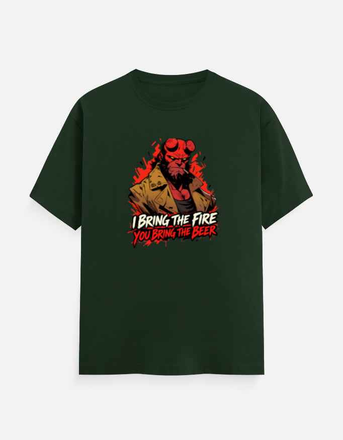 Demon Fire & Beer Graphic T-Shirt