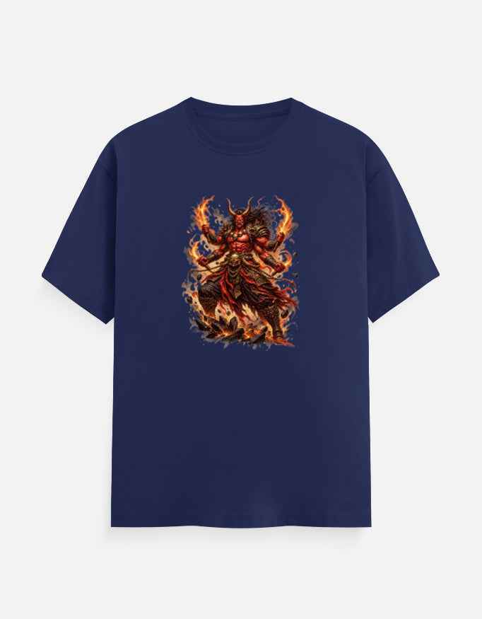 Asura Flame T-Shirt | Fiery Demon Warrior Graphic Tee