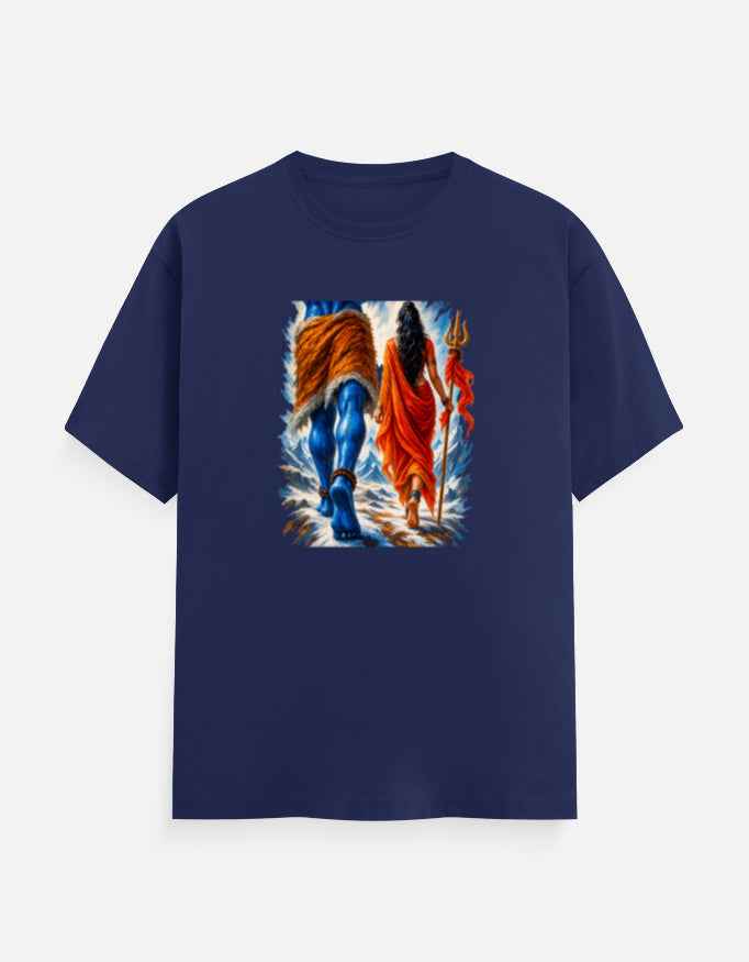Shiva & Parvati Walking T-Shirt | Himalayan Journey Graphic Tee