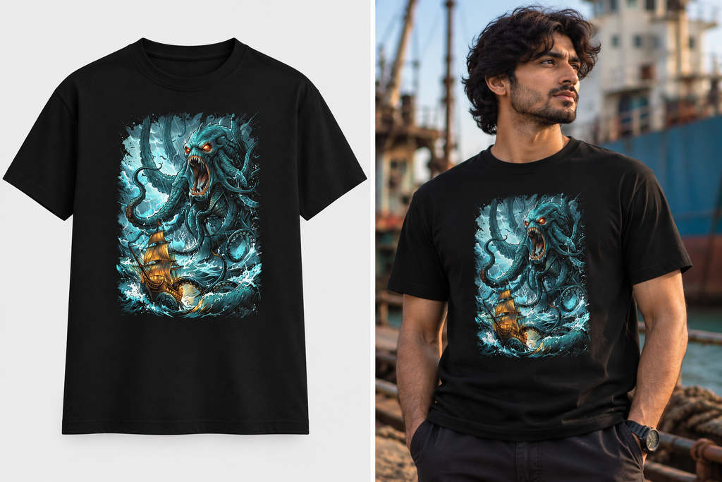 Cthulhu's Tempest – Cosmic Horror Graphic T-Shirt
