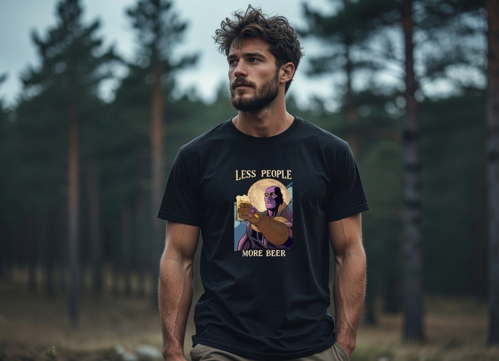 Less People More Beer The Mad Titan T-Shirt | Funny Parody Beer Shirt