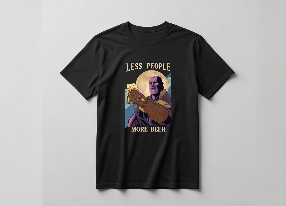 Less People More Beer The Mad Titan T-Shirt | Funny Parody Beer Shirt