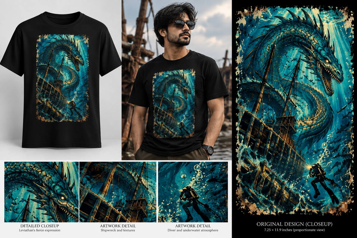 Leviathan's Wake – Sea Serpent Graphic T-Shirt
