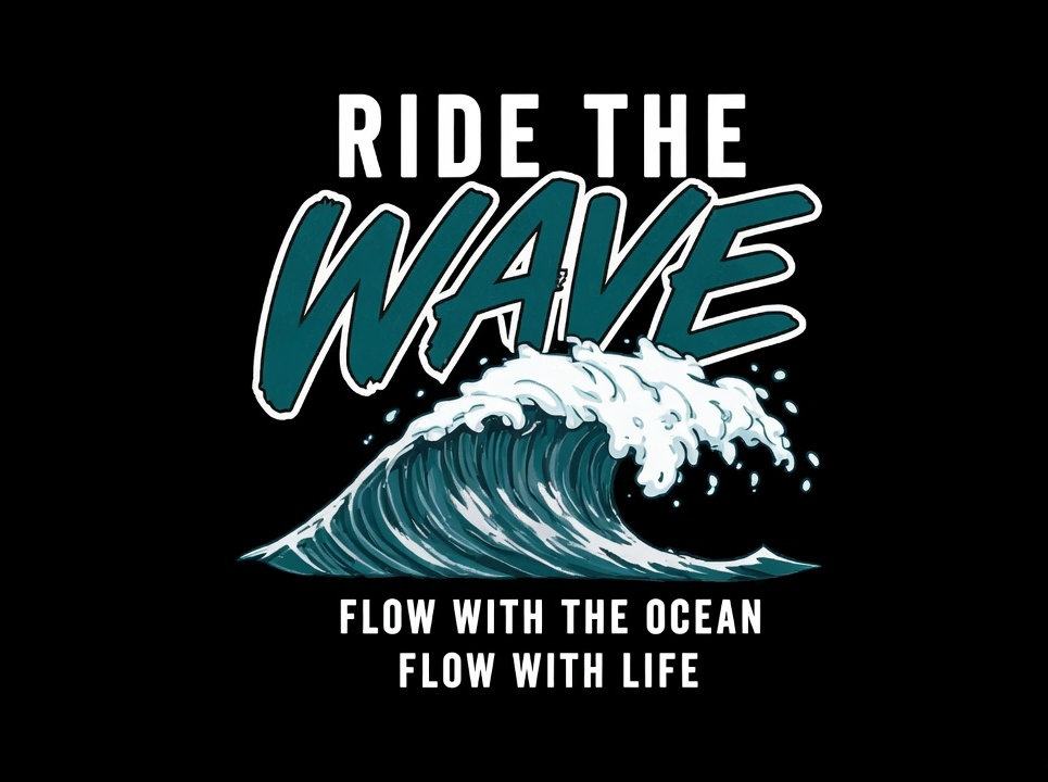 Ride the Wave Black T-Shirt | Ocean Graphic Tee