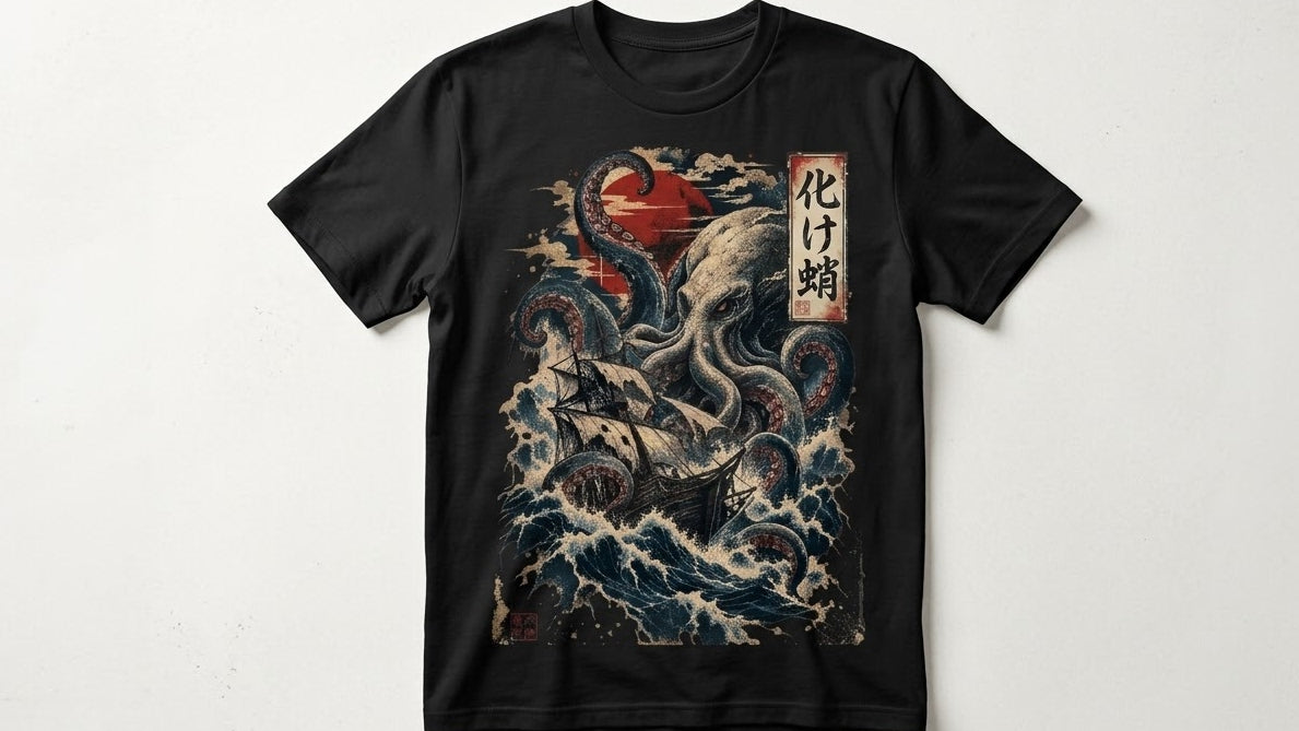 Kraken’s Wrath – Japanese Sea Monster Graphic T-Shirt