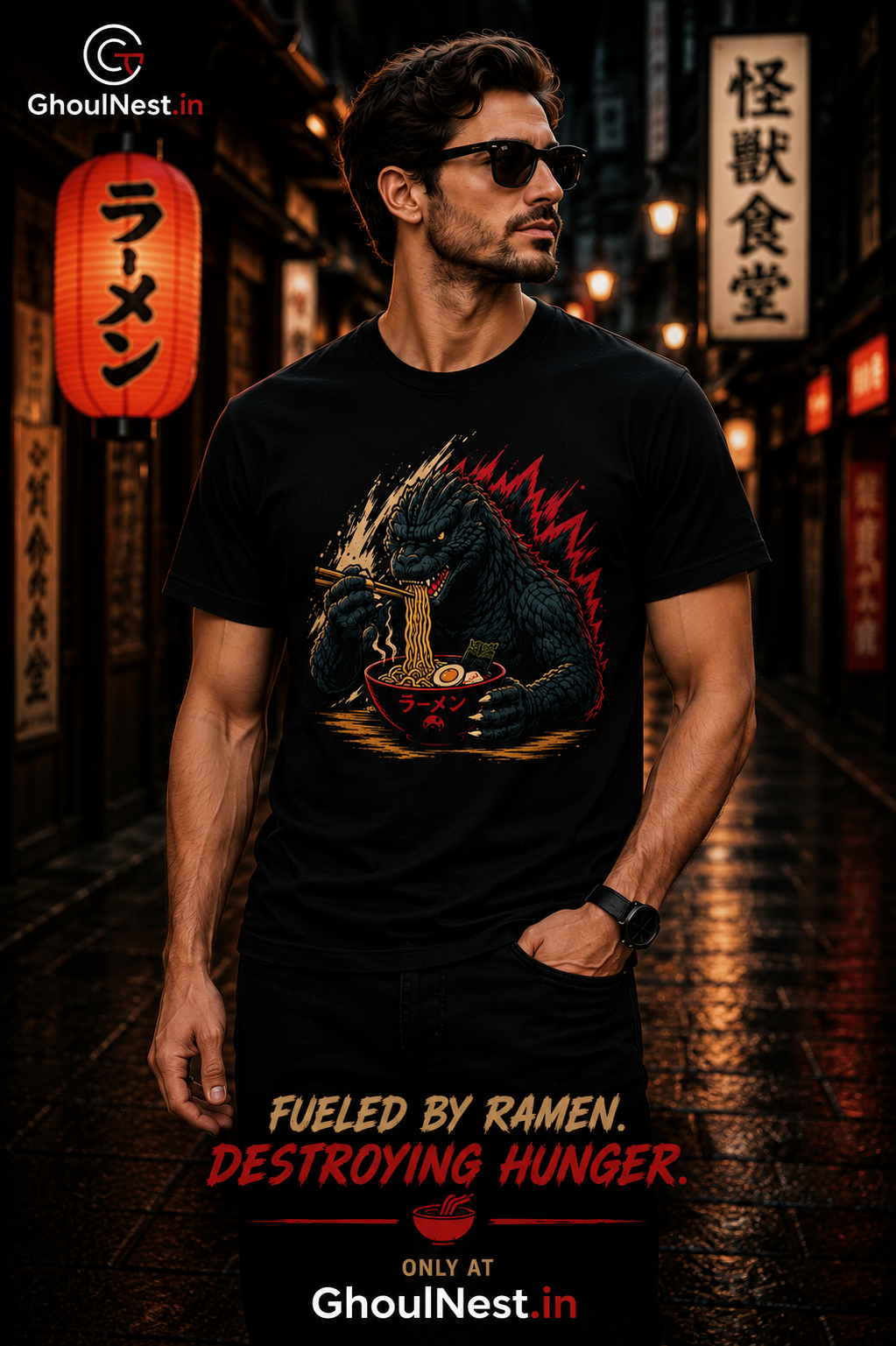 Ramen Kaiju T-Shirt – Godzilla Eating Ramen Funny Japanese Monster Tee