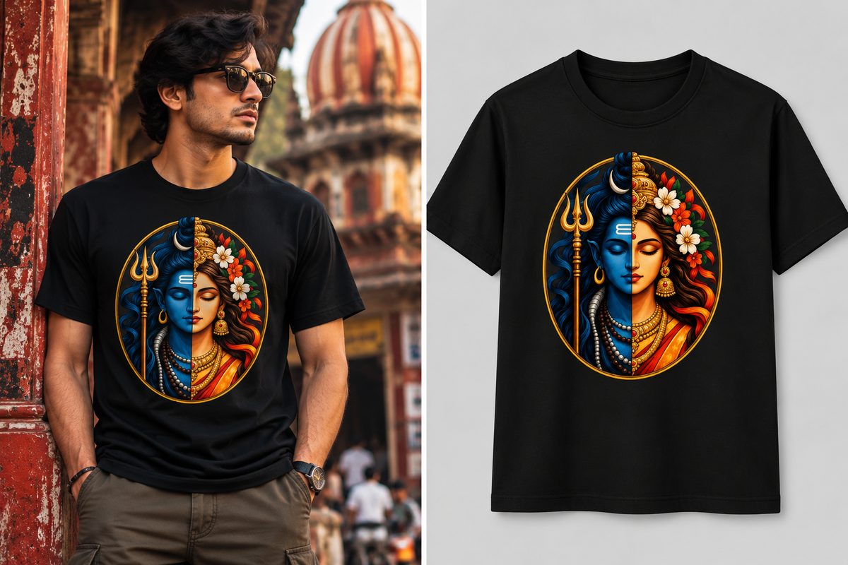 Shiva Parvati T-Shirt | Ardhanarishvara Inspired Graphic Tee