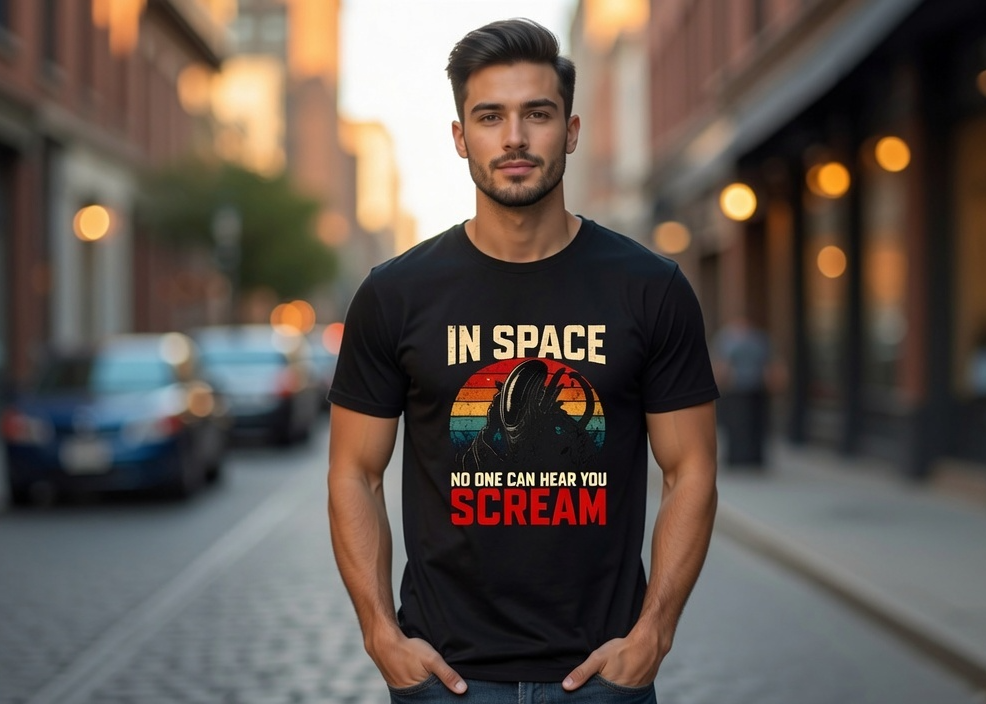 In Space No One Can Hear You Scream – Alien-inspired Retro T-Shirt