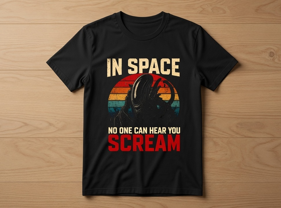 In Space No One Can Hear You Scream – Alien-inspired Retro T-Shirt