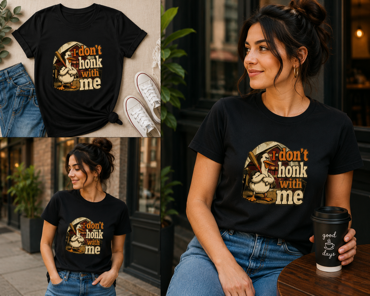 Funny Goose “I Don’t Honk With Me” T-Shirt – Vintage Bird Graphic Tee