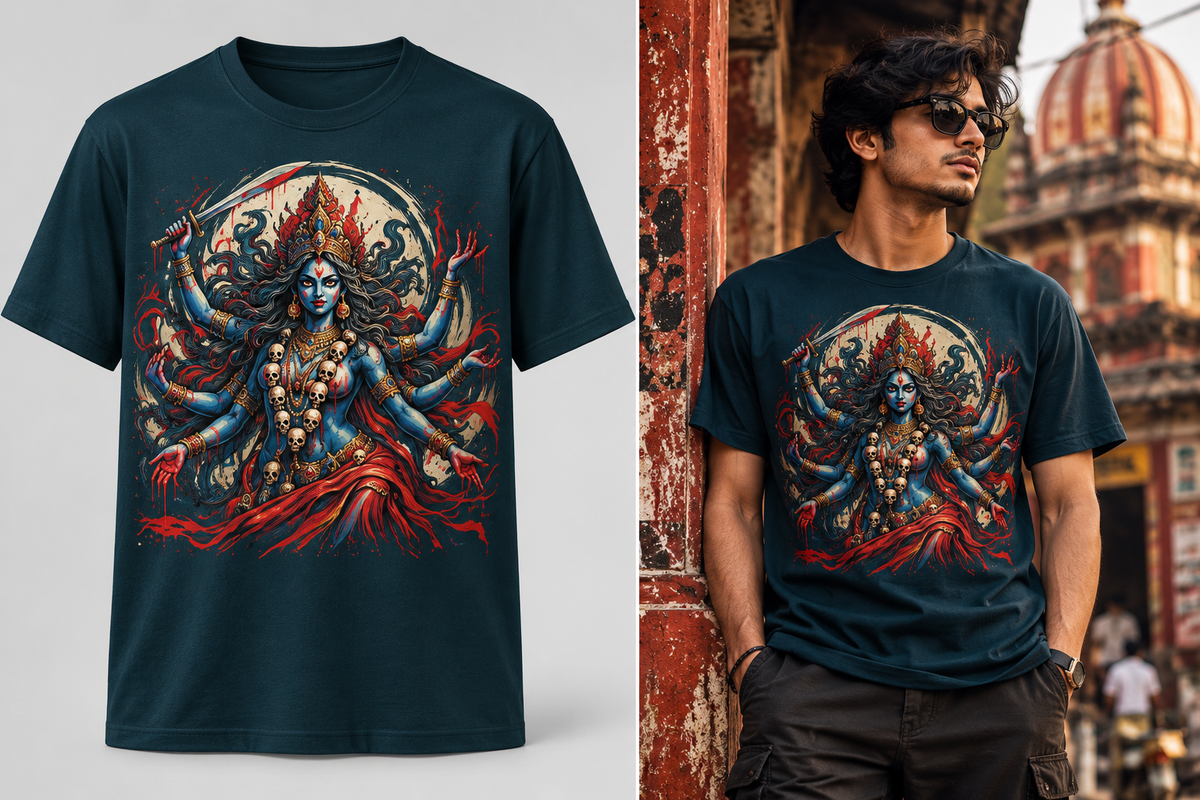 Kali Goddess T-Shirt | Blue Kali Graphic Tee