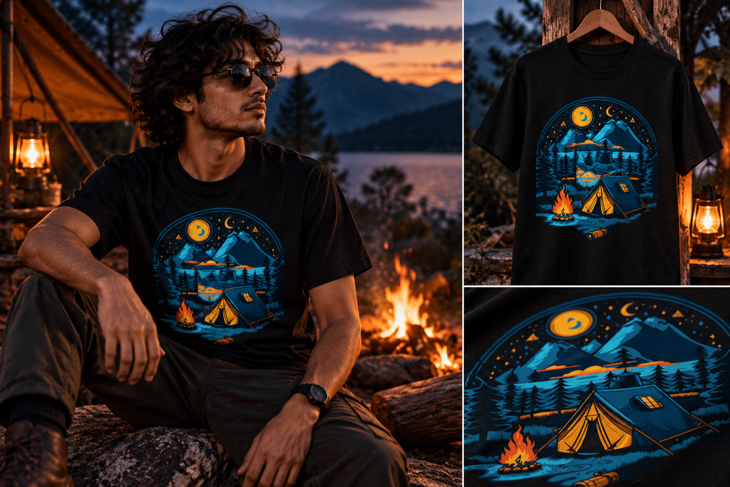 Moonlit Mountain Camping T-Shirt