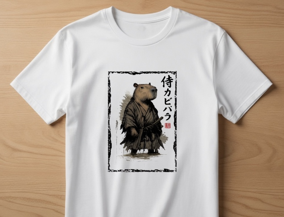 Capybara Samurai T-Shirt | Funny Japanese Anime Style Graphic Tee