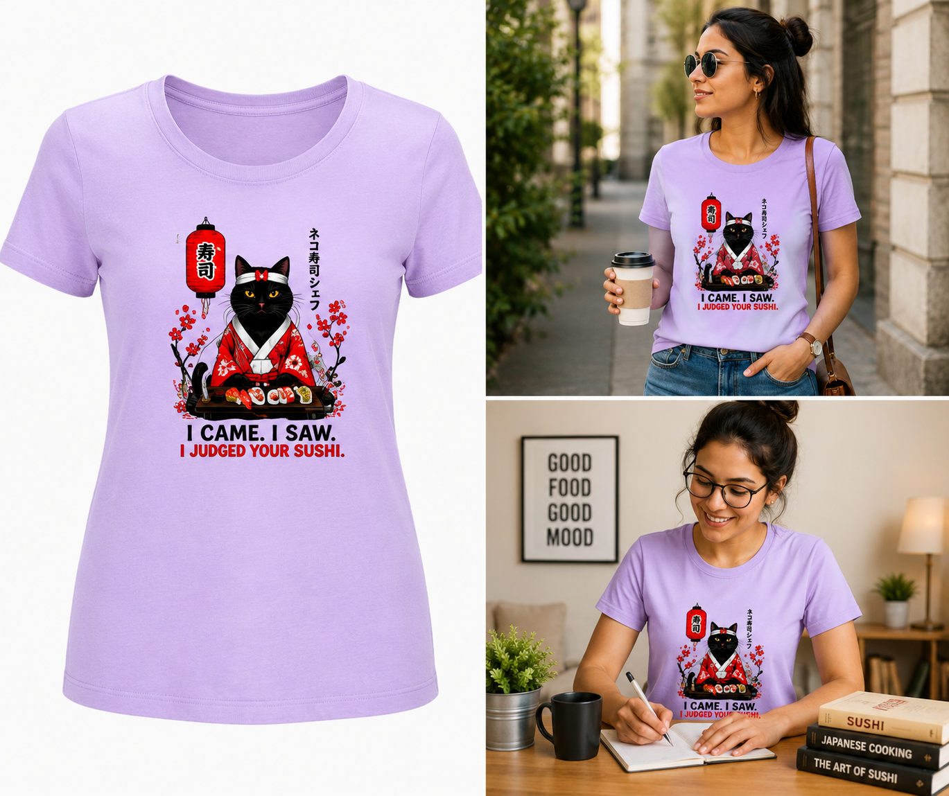 Sushi Cat Women's T-Shirt – Funny Japanese Cat Graphic Tee