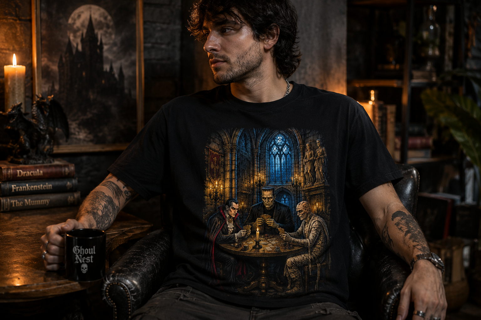 Monster Card Night | Gothic Horror Graphic T-Shirt