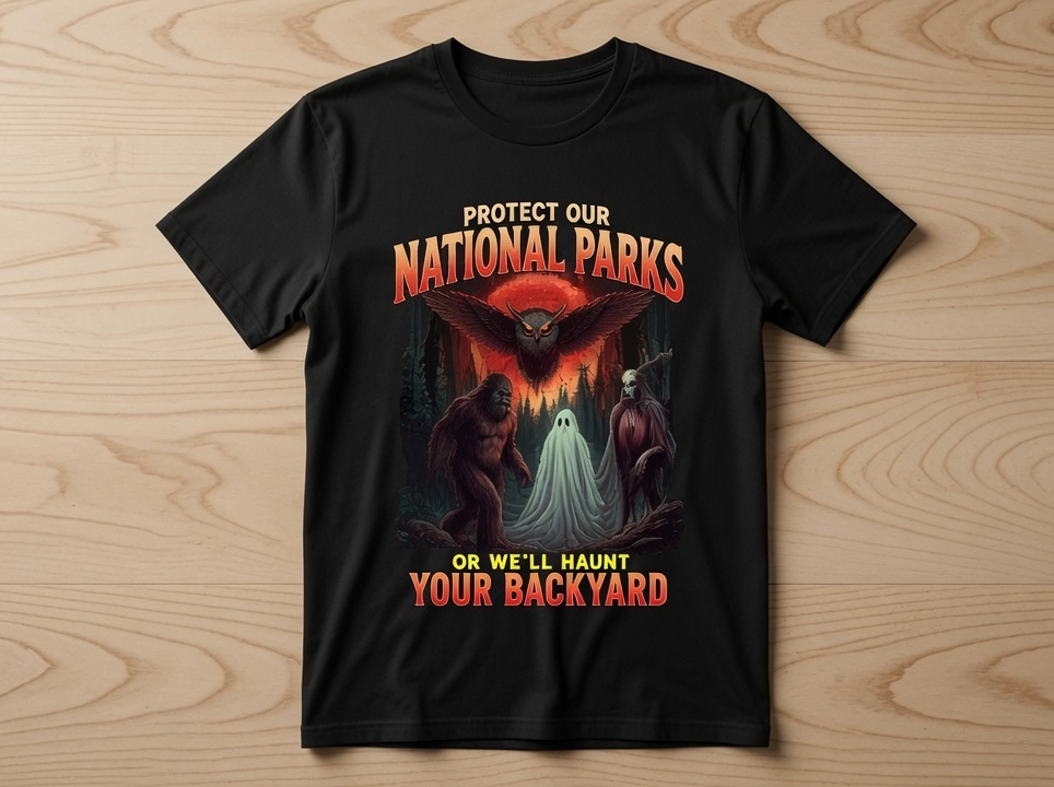 Protect Our National Parks Cryptid T-Shirt – Bigfoot Mothman Ghost Horror Tee