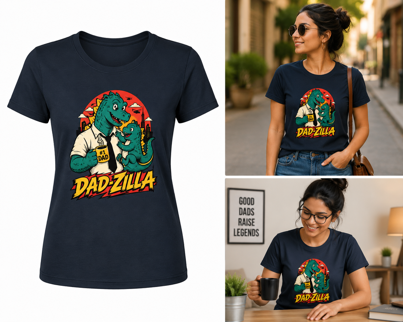 DAD-ZILLA Dinosaur Dad T-Shirt – Funny Graphic Tee
