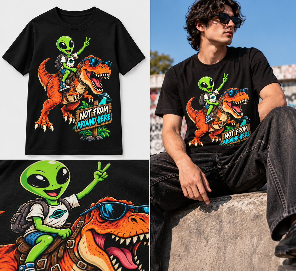Alien T-Rex Graphic T-Shirt