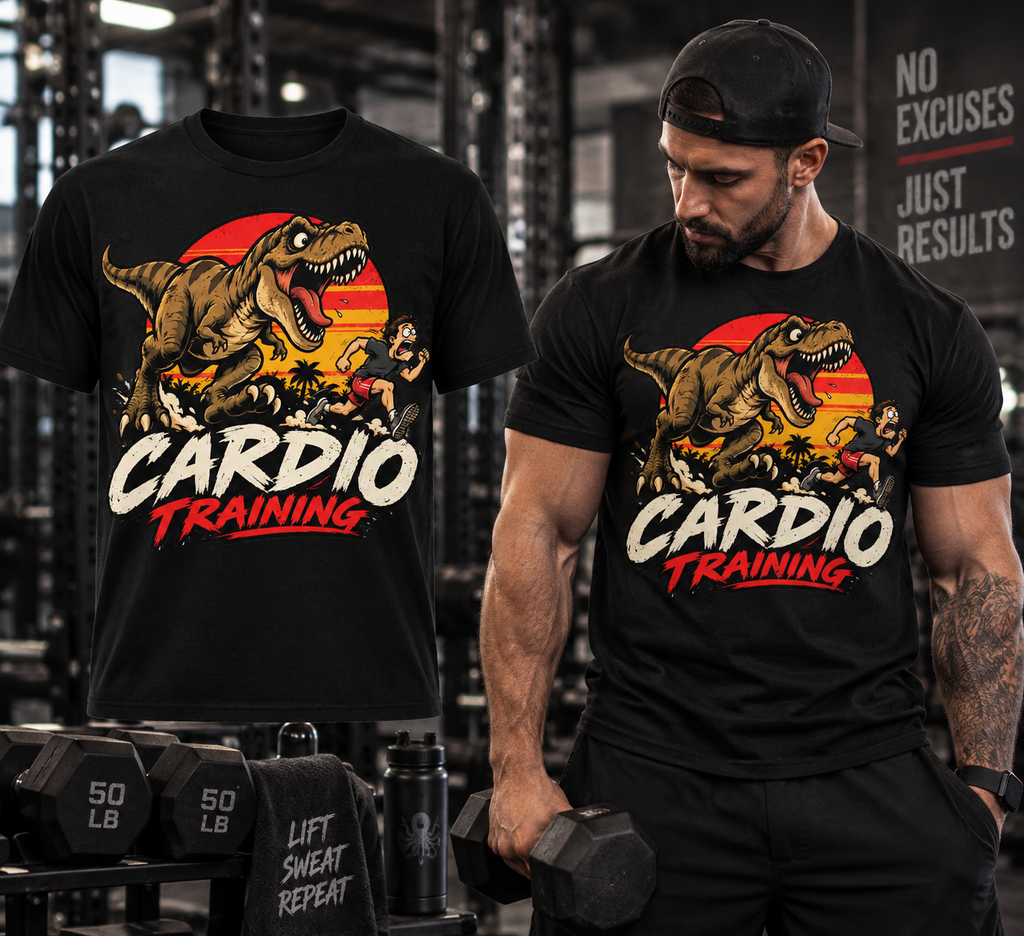 Funny Dinosaur Running Gym Tee