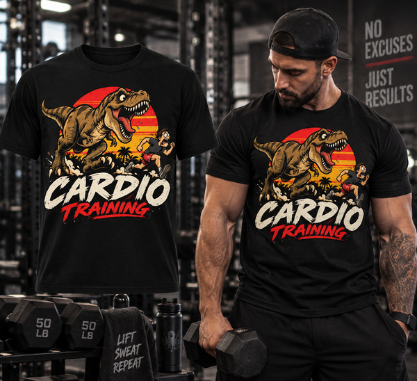 Funny Dinosaur Running Gym Tee