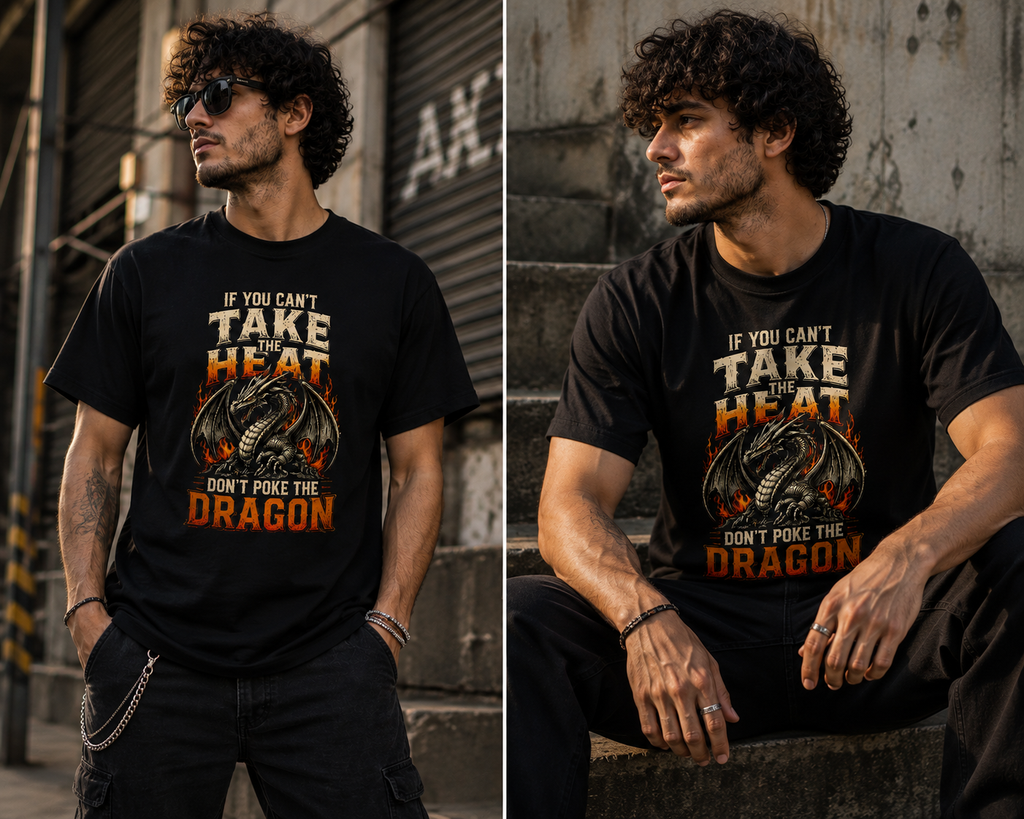 If You Can't Take the Heat, Don't Poke the Dragon | Vintage Dragon Graphic T-Shirt | Fantasy Tee