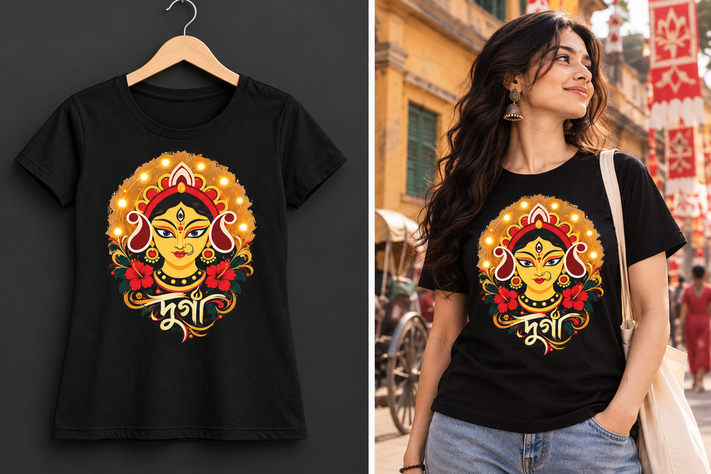 Bengali Durga Women's T-Shirt – Durga Puja Graphic Tee