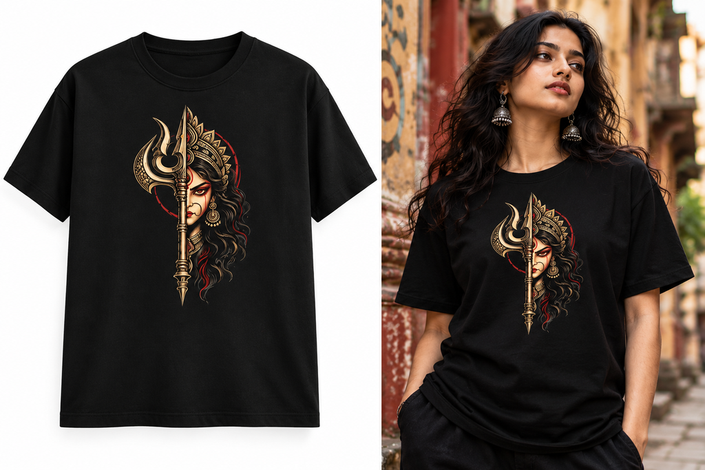 Durga Trishul T-Shirt | Unisex Black T-Shirt