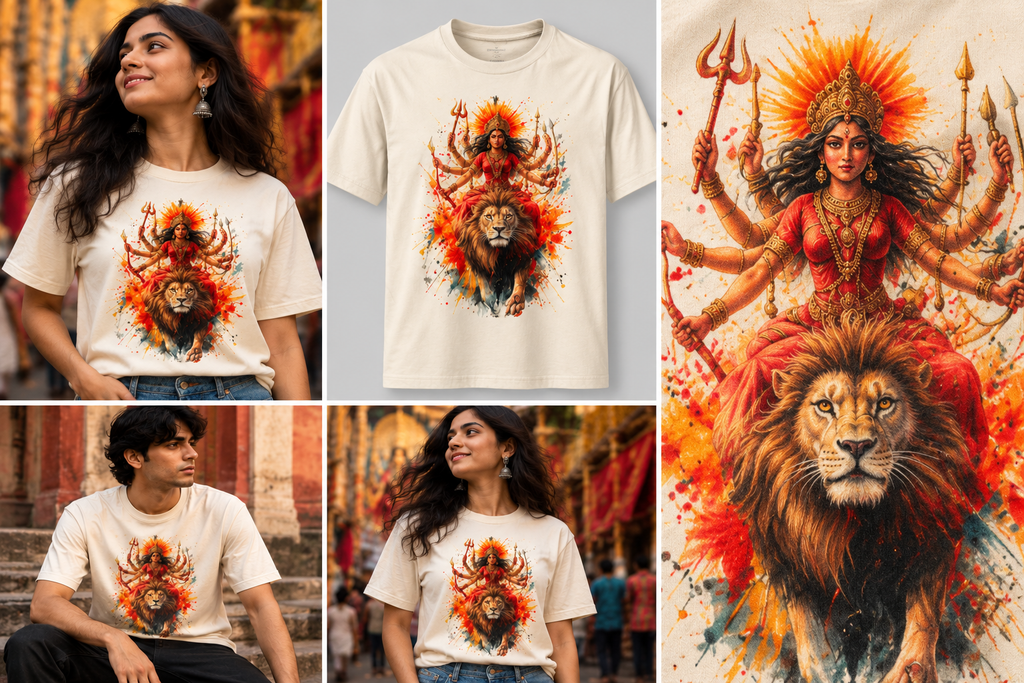 Durga & Lion T-Shirt | Goddess Graphic Tee