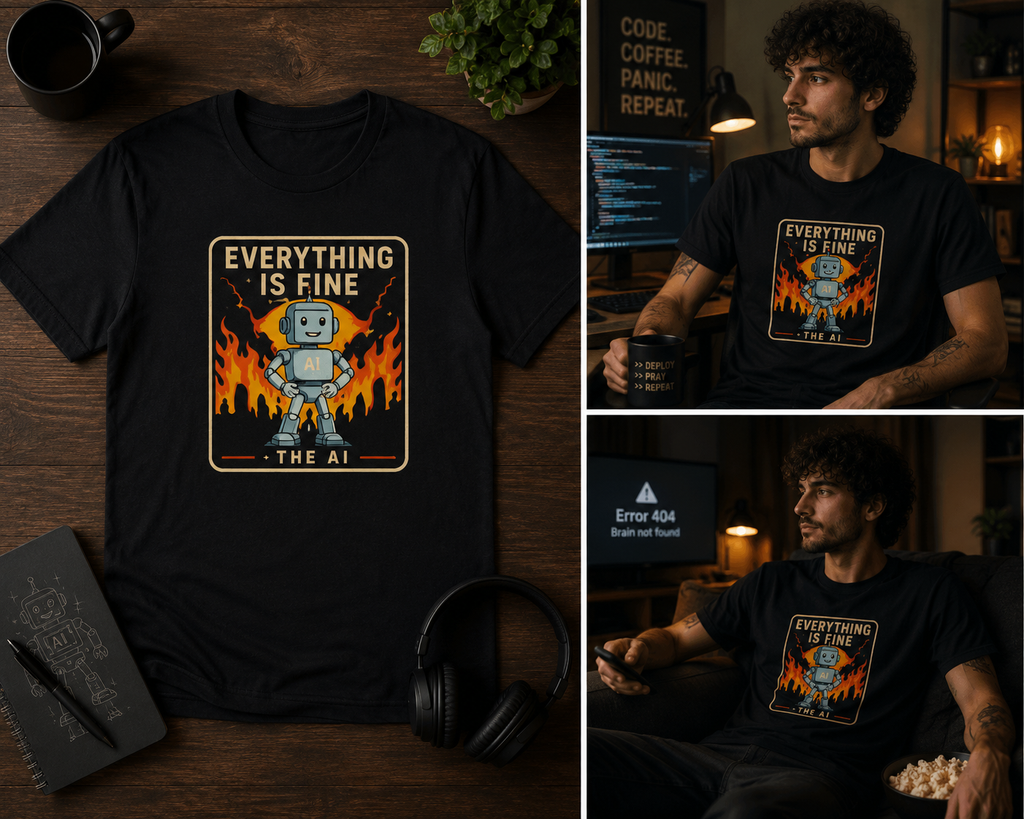 Everything Is Fine AI T-Shirt – Funny Artificial Intelligence Graphic Tee