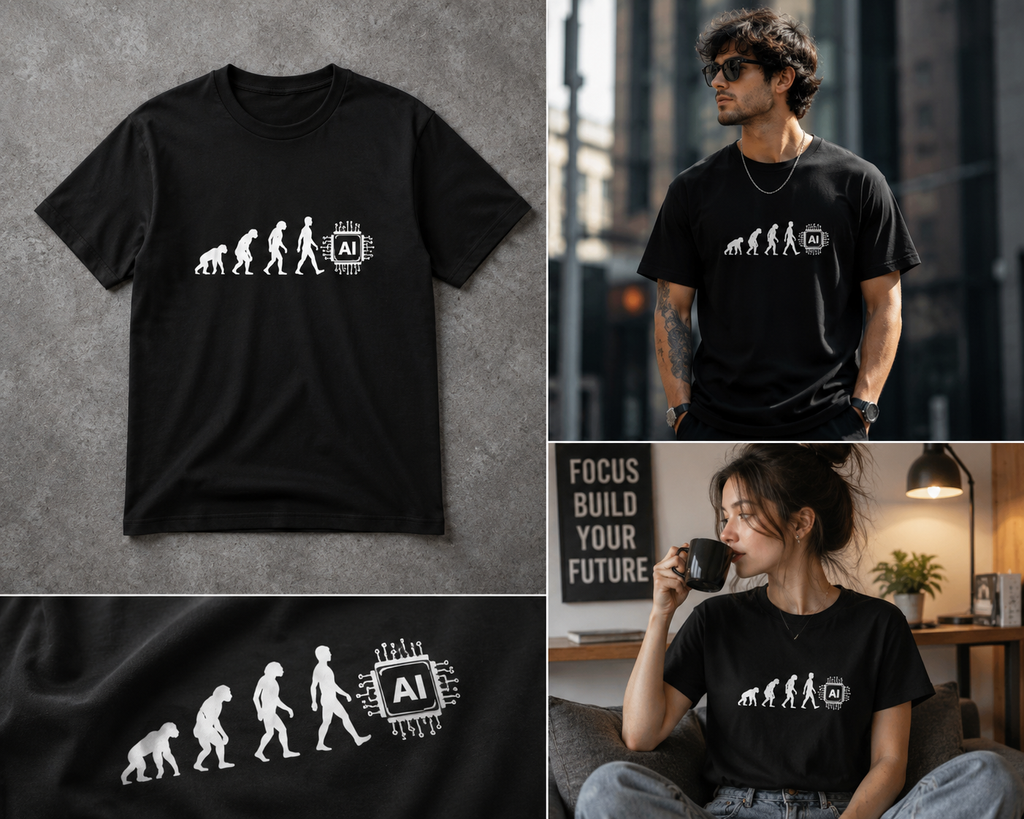 Evolution to AI T-Shirt | Futuristic Artificial Intelligence Graphic Tee