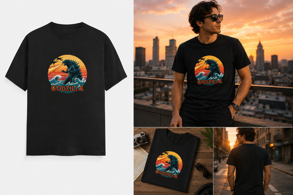 Godzilla Retro Sunset